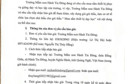 THƯ MỜI CHÀO GIÁ